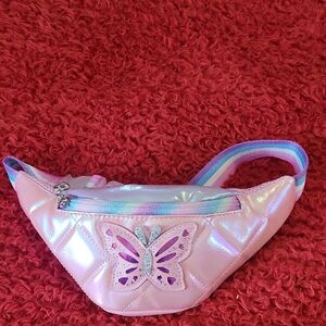 Shimmering Pink Butterfly Kids Belt Bag
